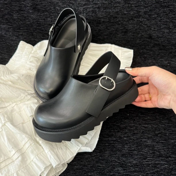 QIAODADA【欧版勃肯】早秋必入厚底大头包头半拖627-822 （no退no换）