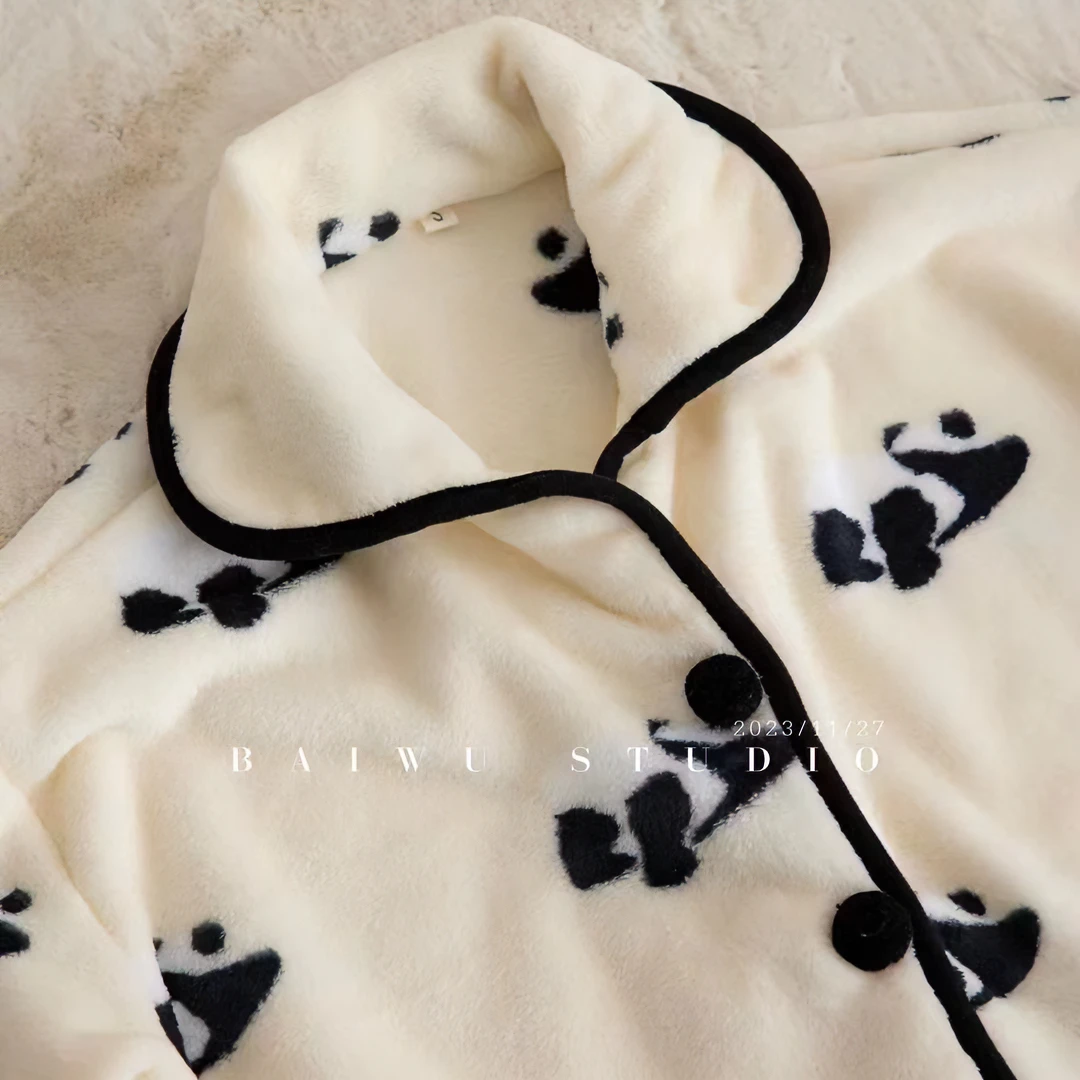【开心家】爆款！可爱熊猫 秋冬法兰绒家居服套装