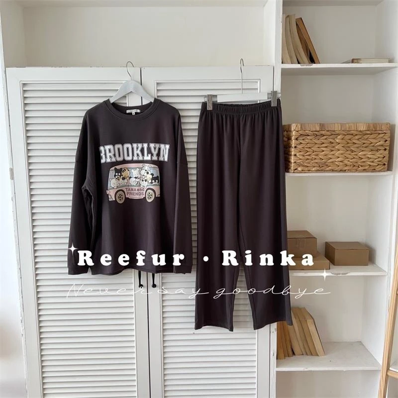 【开心家】小动物 超清新！简约德绒长袖长裤家居服