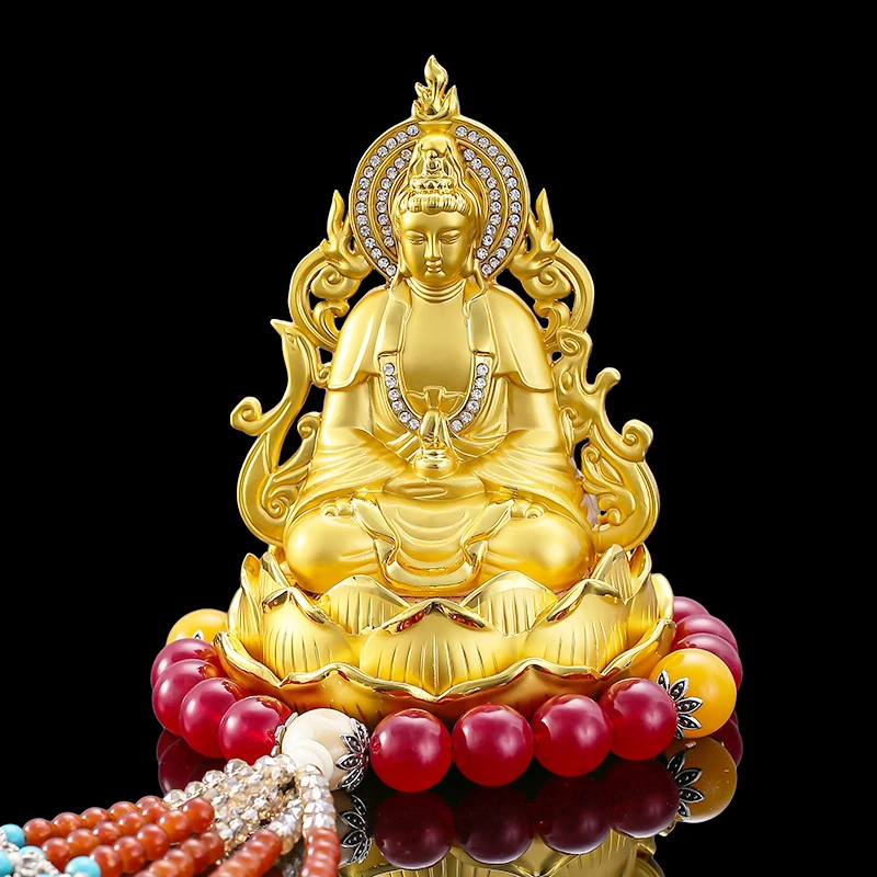 双面观音汽车摆件锌合金莲花创意香水座车内香水摆件汽车用品大全