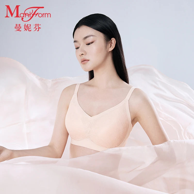 曼妮芬透水杯女士内衣无钢圈舒适文胸运动透气背心式文胸20401301