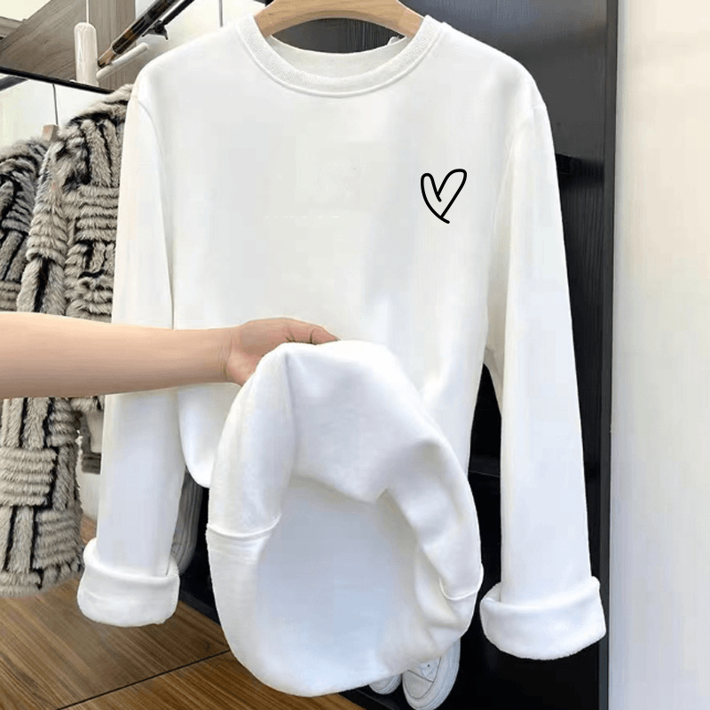 加绒打底衫女2023新款秋冬宽松中长款德绒白色内搭长袖上衣大码女