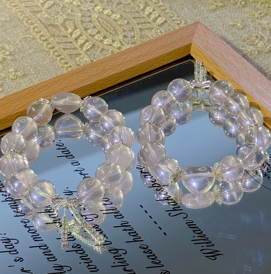 KA17星芒爱心 星光粉水晶手串