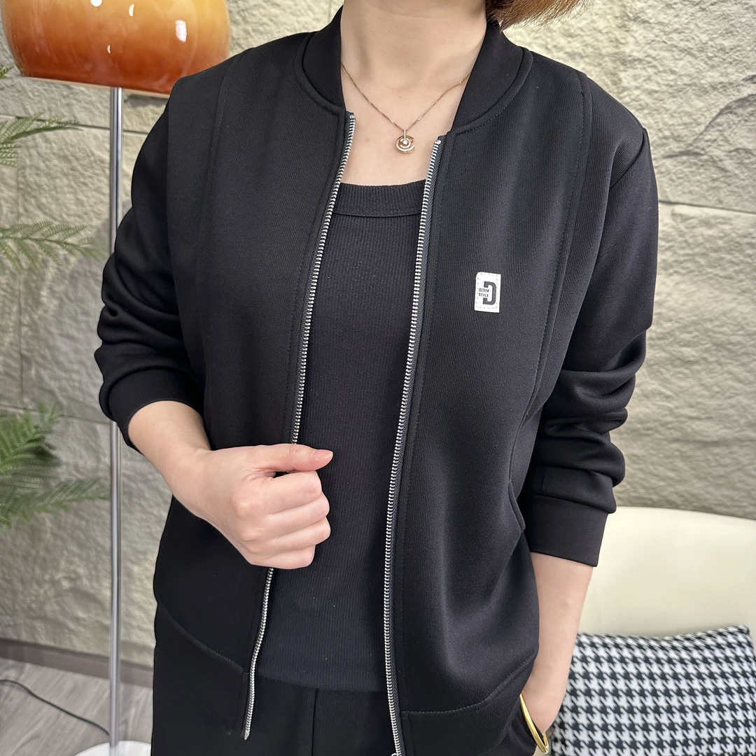 春秋时尚百搭开衫外套休闲风棒球领小C休闲宽松洋气女小个子夹克