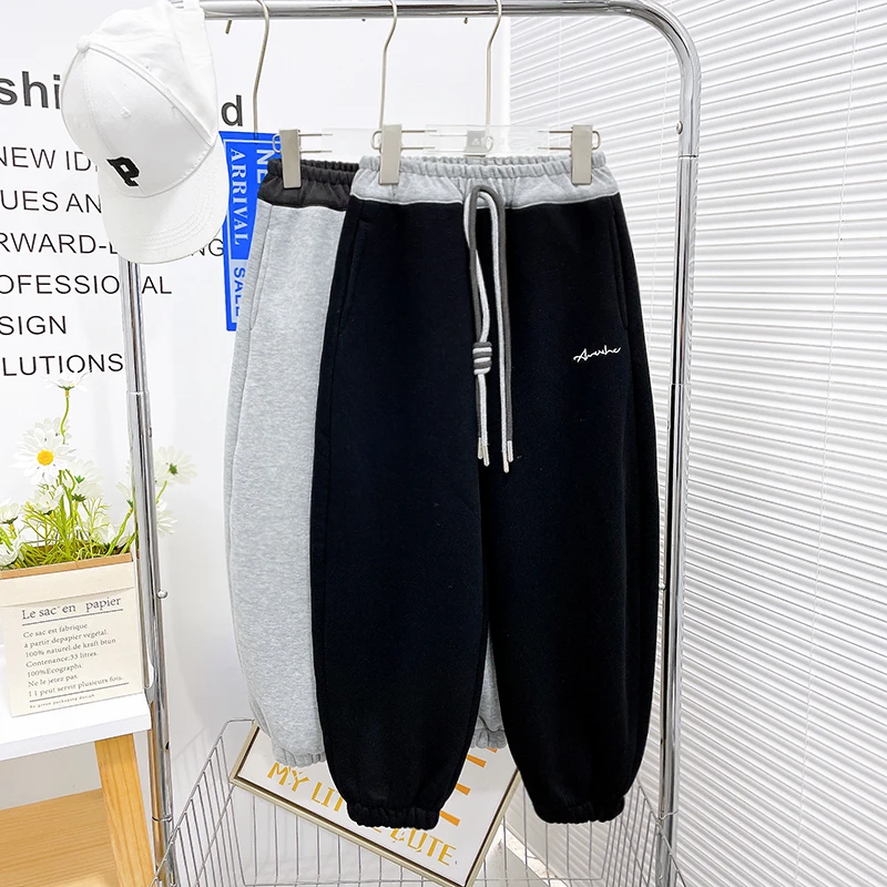 冬季新款女大童加绒裤子洋气宽松舒适女孩百搭卫裤zb3771简约童品