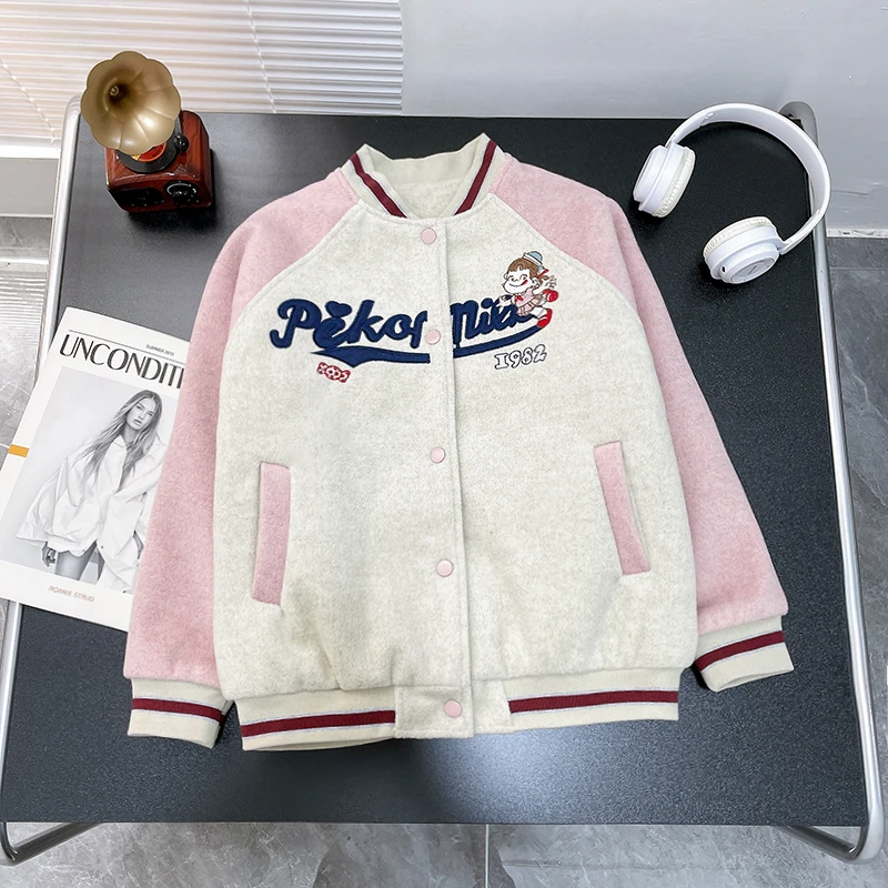 冬季新款女童外套棒球服童装休闲宽松洋气潮童外套zb3772简约童品