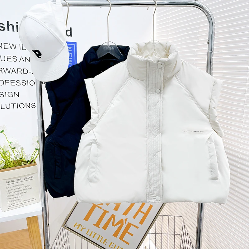 冬季新款儿童纯色马甲女童保暖童装6-12岁洋气休闲zb3900简约童品