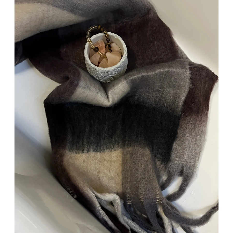 HJR冬季百搭时尚简约保暖围巾拼色流苏披肩9053