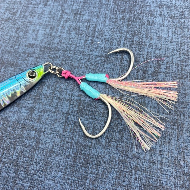 蓝粉钢丝钩7x7股软钢丝夜光防咬包芯刷了环氧锋利PIKE钩