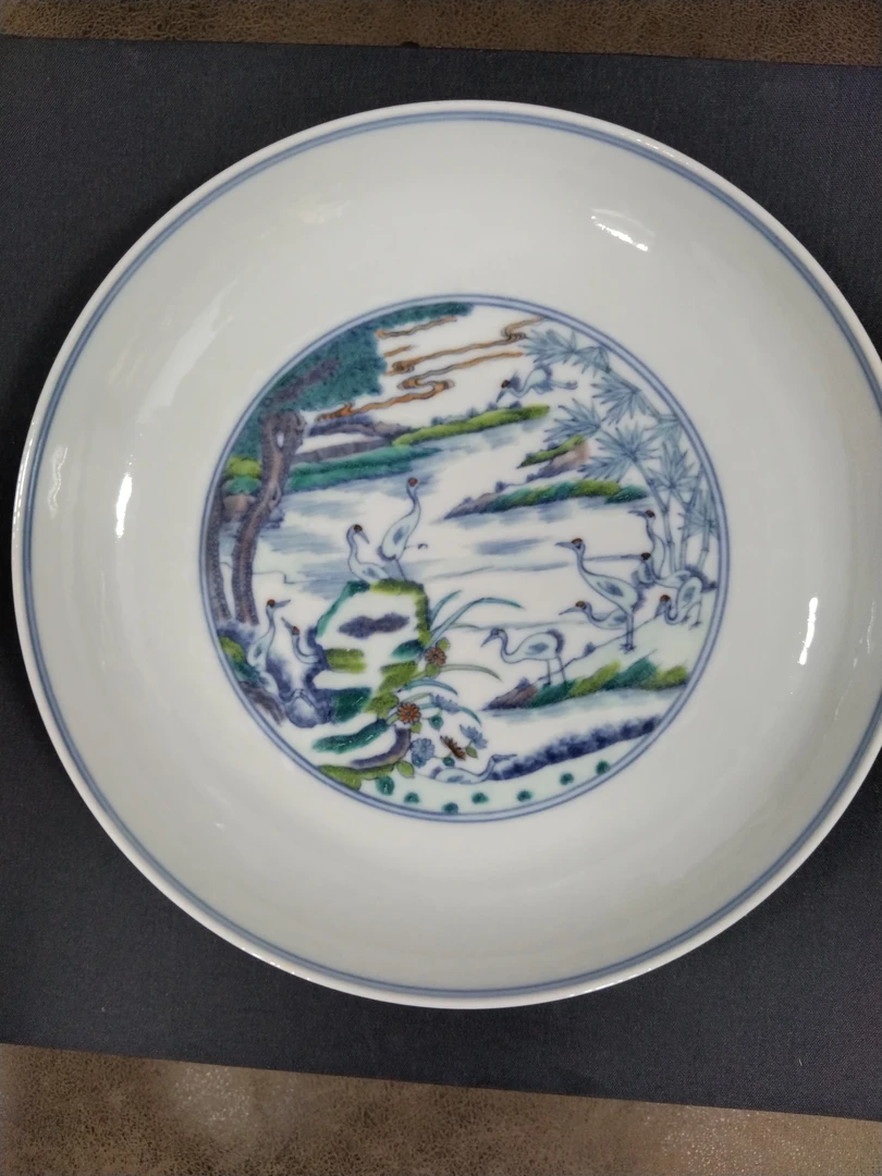 斗彩松鹤延年赏盘