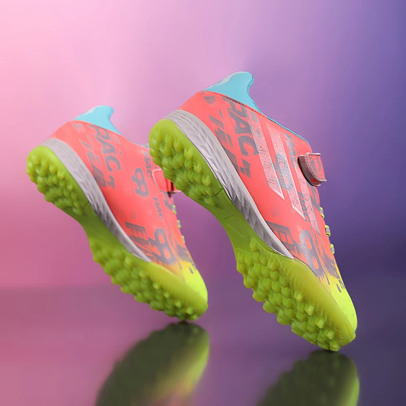 魔术扣足球鞋男女碎钉不系带人造草地中小学儿童青少年训练足球鞋