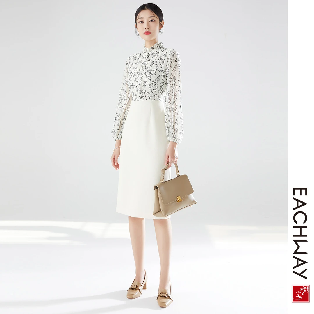 【粉丝福利】Eachway/艺之卉复古约依印花灯笼袖连衣裙WPS3L00435