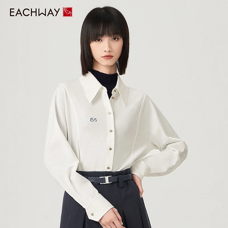 Eachway/艺之卉秋自在高弹丝涤棉防透基础白衬衫ET31D00989