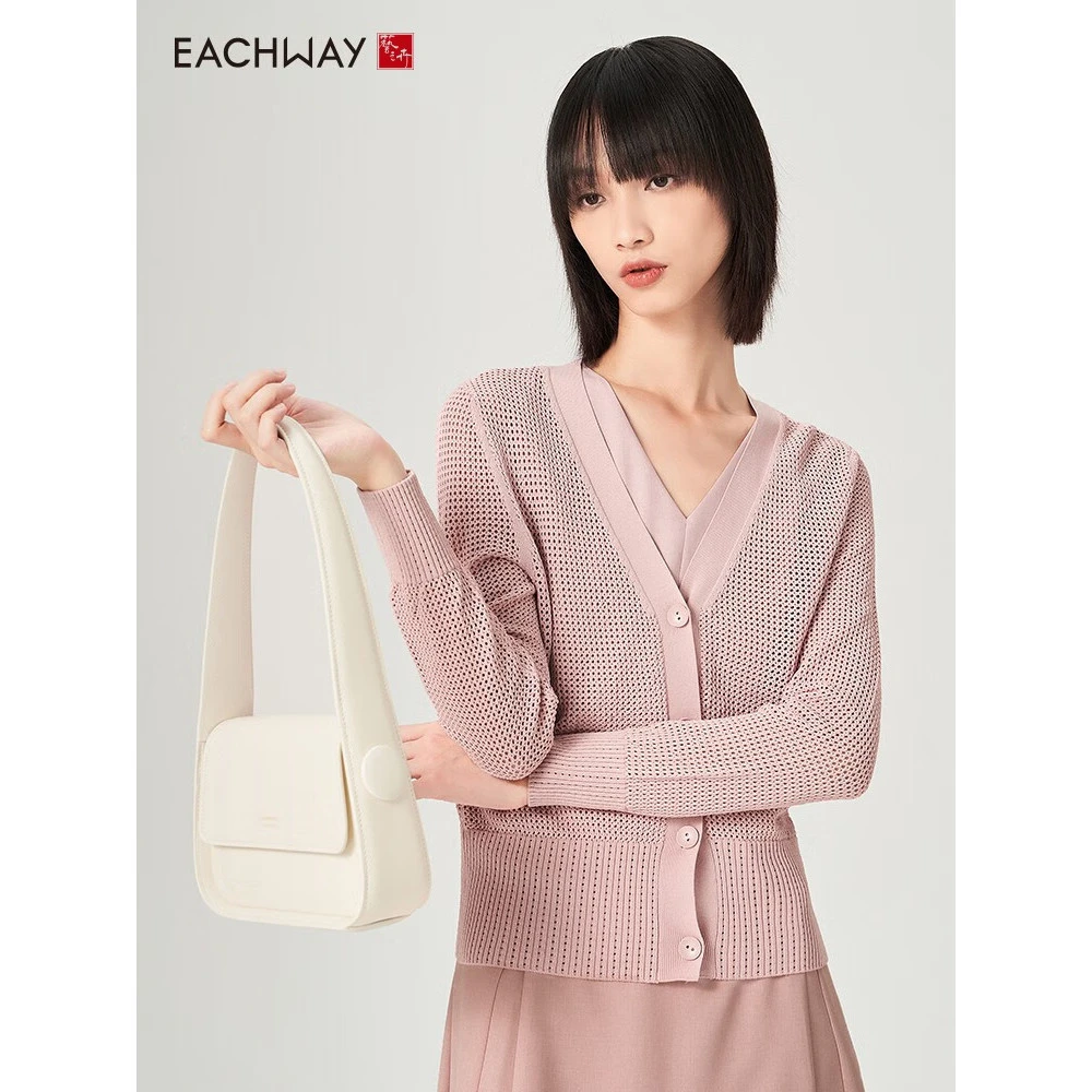 Eachway/艺之卉镂空宽松休闲针织衫外套ET31ME5685