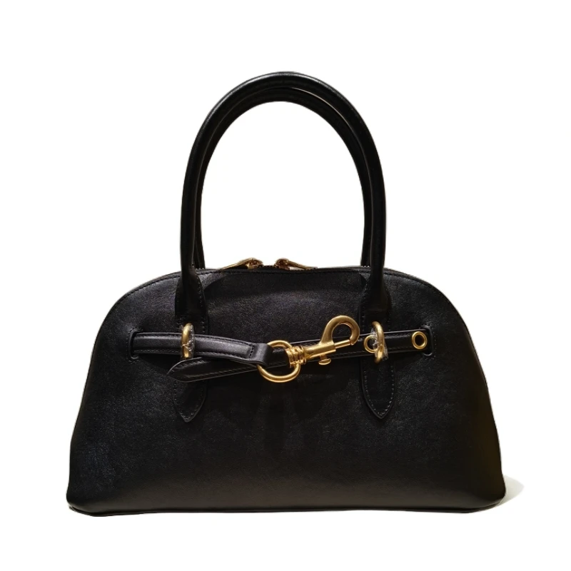 【保证牛皮】百搭时尚手提贝壳包通勤简约真皮单肩托特包8115