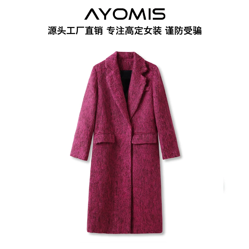 毛呢中长款时尚女秋冬新款网红法式气质御姐风修身呢子外套 KZ532