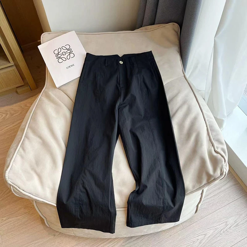 2025秋季小个子慵懒风宽松百搭休闲裤女薄款高腰显瘦简约阔腿裤子