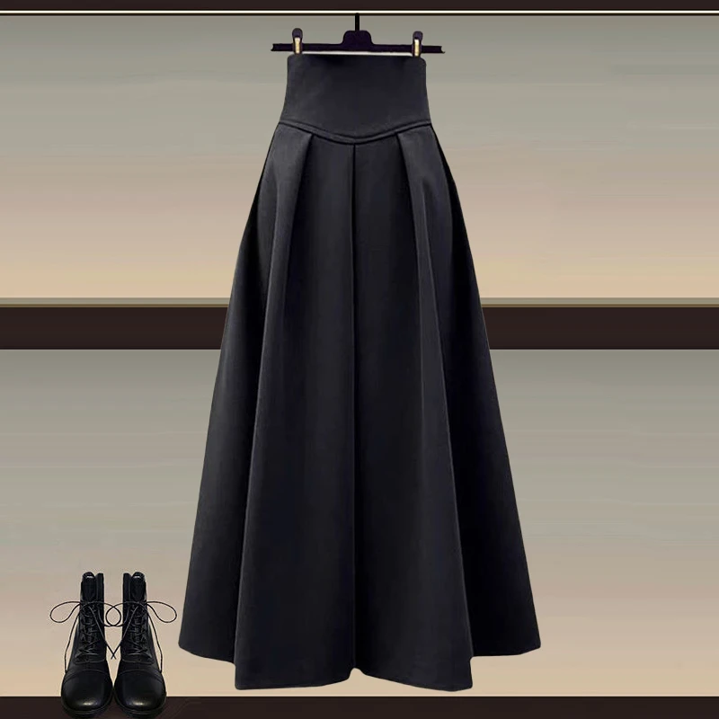 秋季新款法式a字半身裙女款胖mm显瘦遮肉裙子中长款休闲百搭伞裙