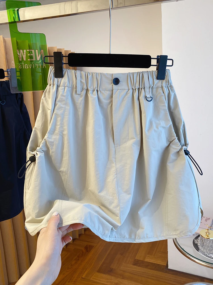 韩版工装短裙女夏季2025新款宽松高腰显瘦复古防走光包臀半身裙裤