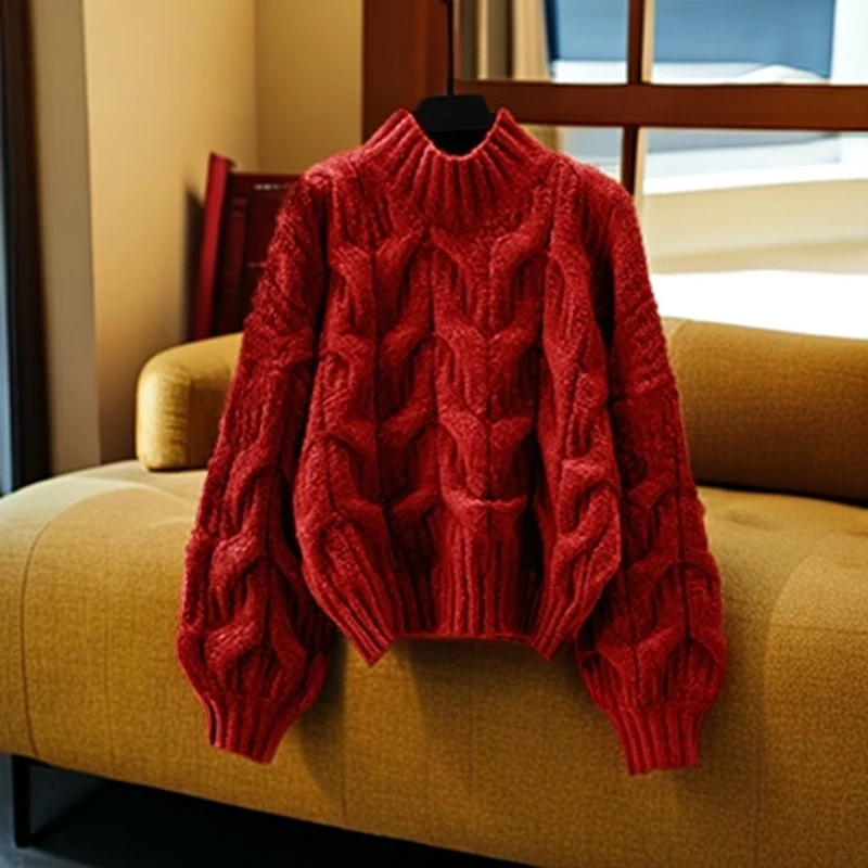 秋季2025新款时尚慵懒风舒适休闲百搭毛衣女款洋气套头宽松上衣