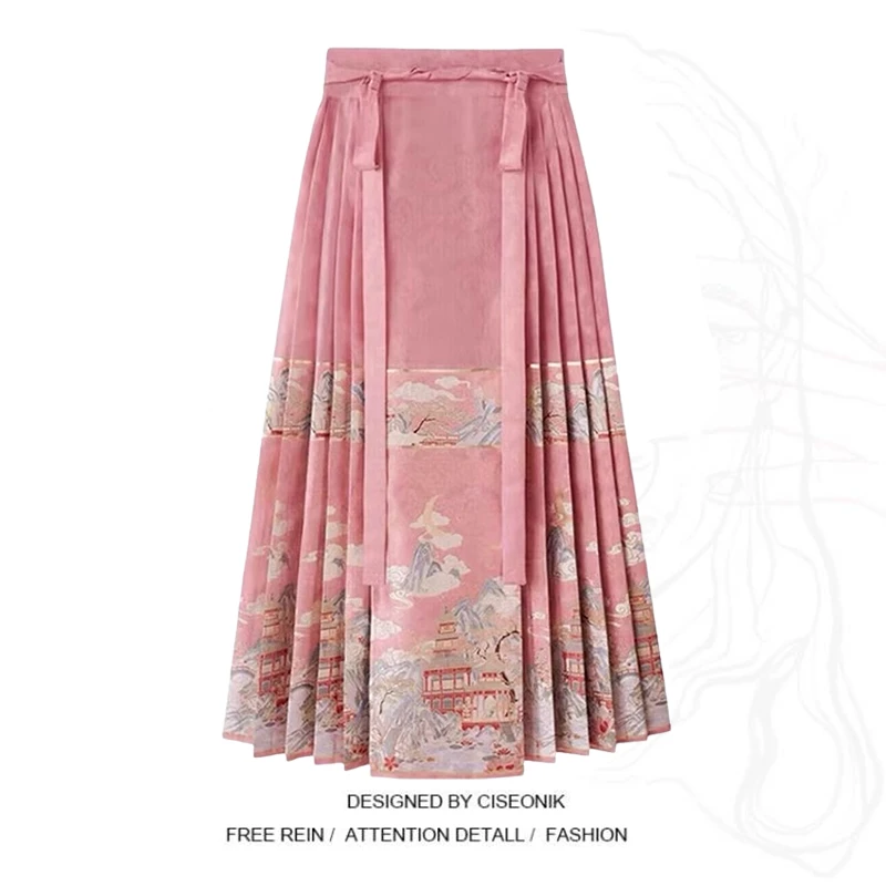 新中式国风马面裙女2025夏季新款高腰显瘦日常通勤改良汉服半身裙