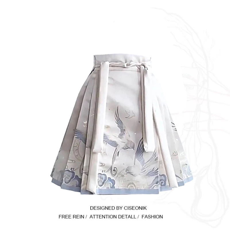 新中式印花改良马面裙女装夏季国风时尚设计感气质半身裙百褶短裙