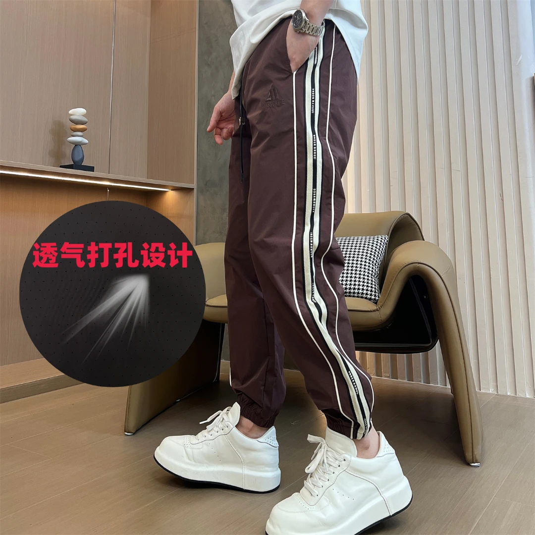 大宝男装夏季新款侧织带字母休闲裤男洋气百搭宽松显瘦潮裤子03