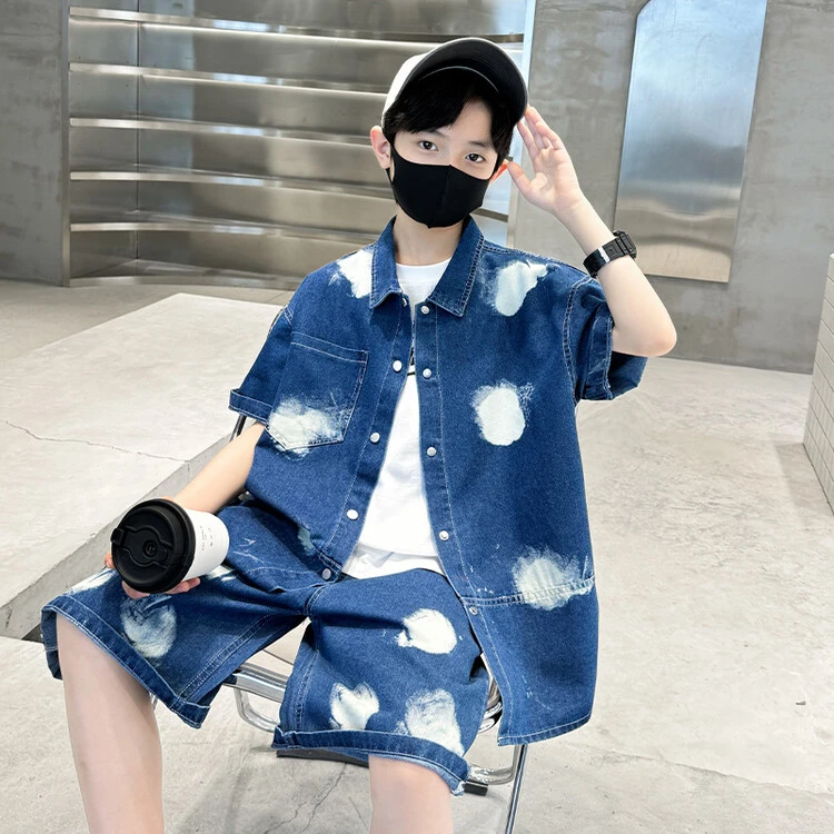 男童夏装牛仔三件套2024新款中大童儿童夏季开衫套装夏款男孩帅气