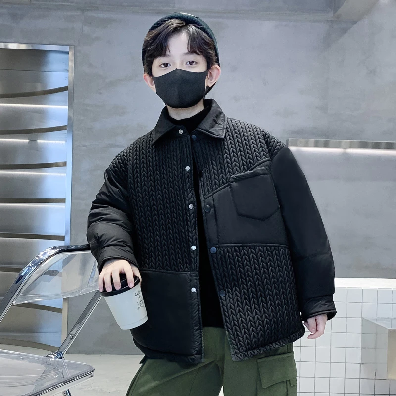 男童冬装羽绒服2024新款儿童装休闲中大童加厚冬季男孩外套工装