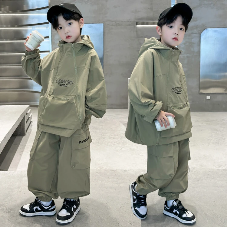 男童秋款套装2025新款春秋款中大童帅气儿童秋季连帽运动炸街童装