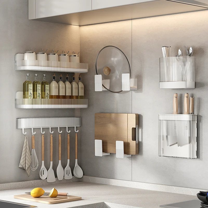 居家家厨房置物架壁挂免打孔多功能调味料收纳砧板刀架家用品大全