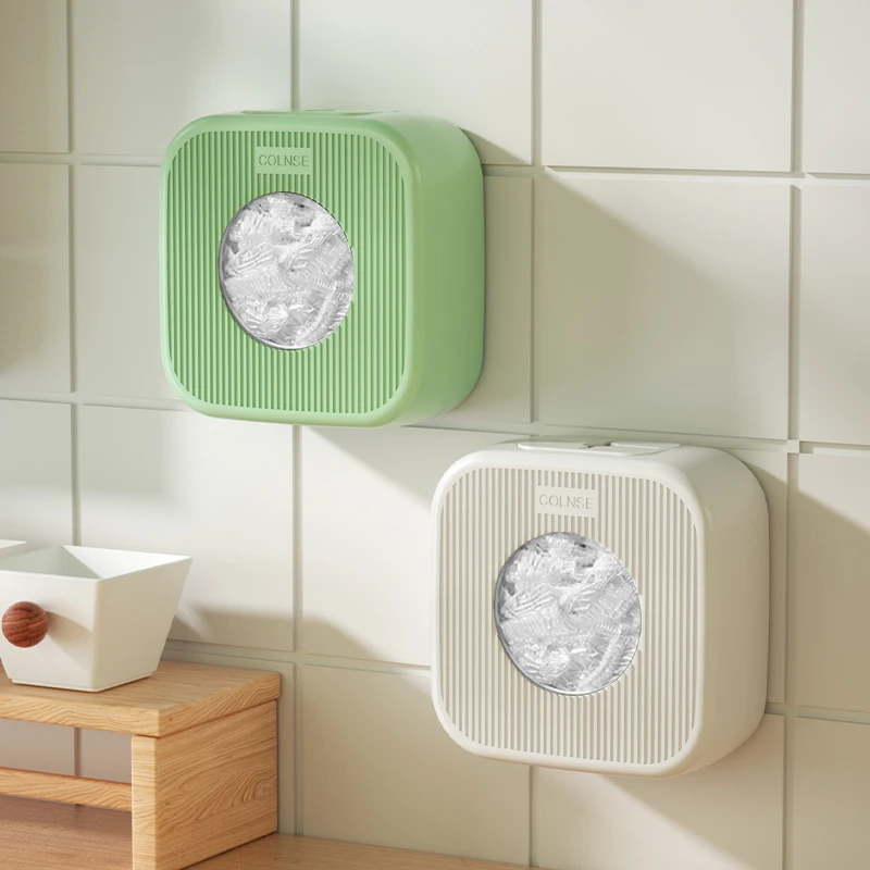 居家家一次性保鲜膜套收纳盒神器厨房家用壁挂免打孔抽取式保鲜袋