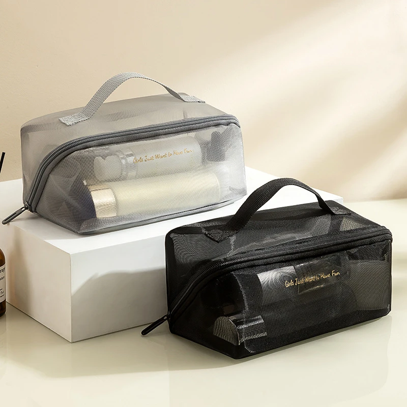 宿舍大容量网纱化妆包洗漱袋化妆品收纳包旅行透明便携收纳袋潮款