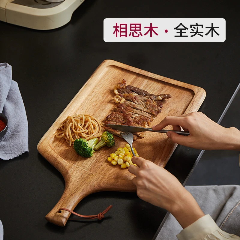 相思木实木牛排餐盘日式木质披萨盘牛扒木板餐具木盘子木头托盘西