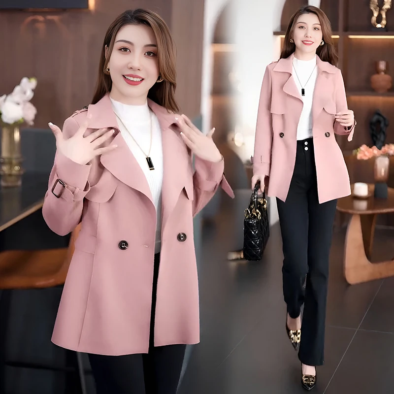 赫本风风衣外套女小个子洋气上衣时尚修身百英伦风复古修身风衣