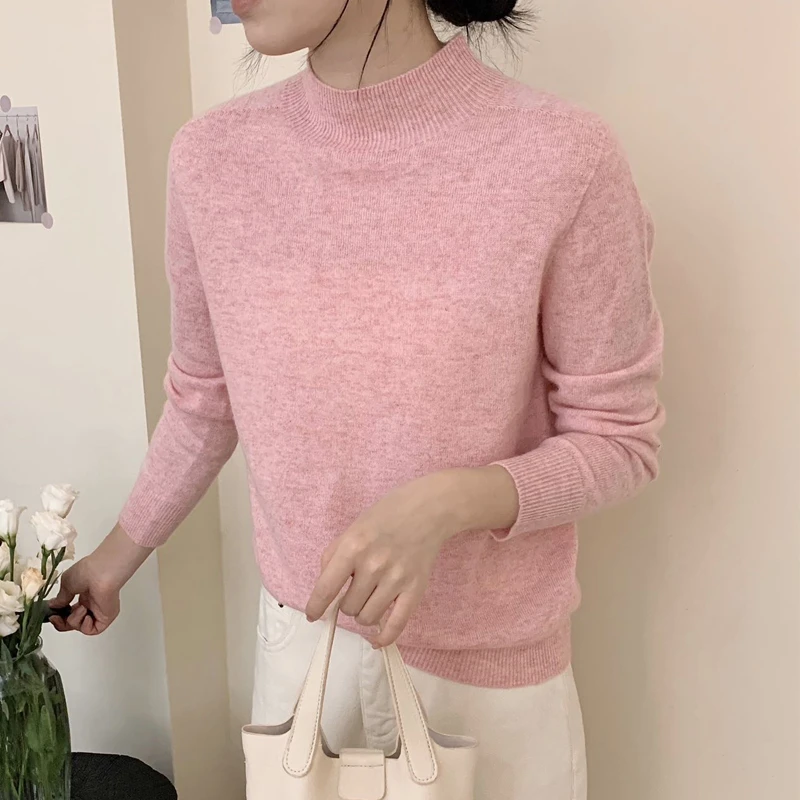 依家——24026【半高领】100%山羊绒打底衫女士纯色针织毛衣时尚