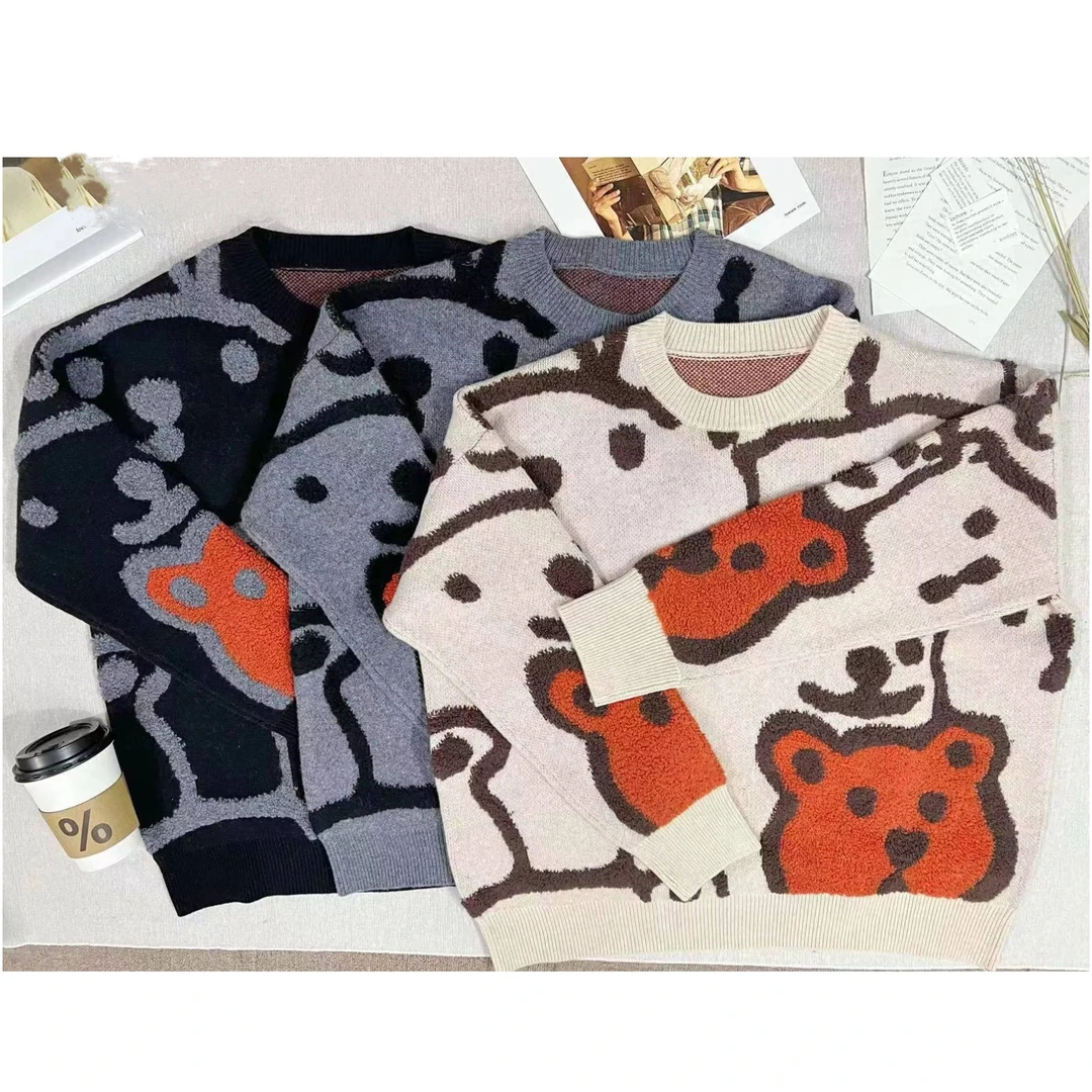 依家——8026圆领针织全羊毛女士毛衣打底时尚百搭网红加厚卡通韩版