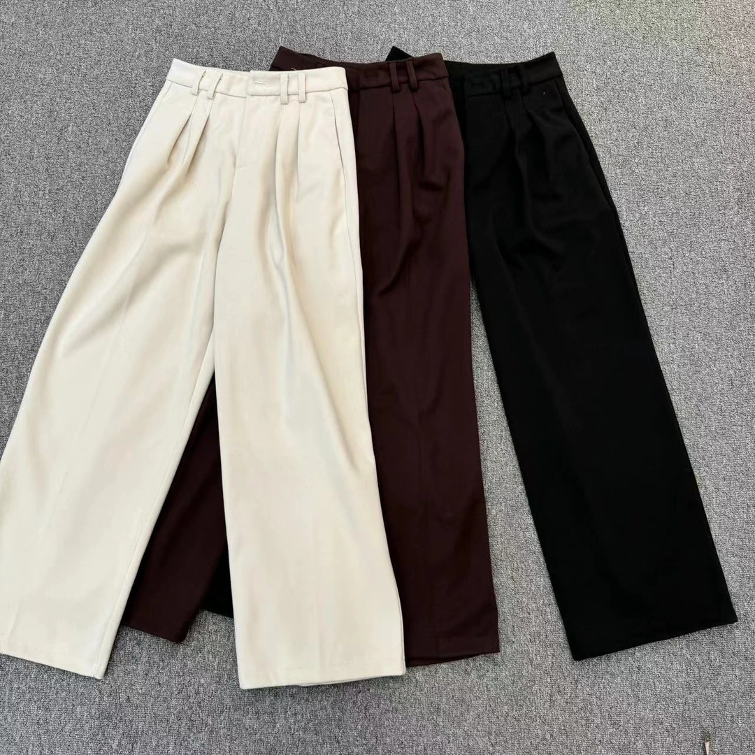 【周周家】K2591濮院秋季新款绵羊毛休闲裤女士休闲时尚纯色街头风