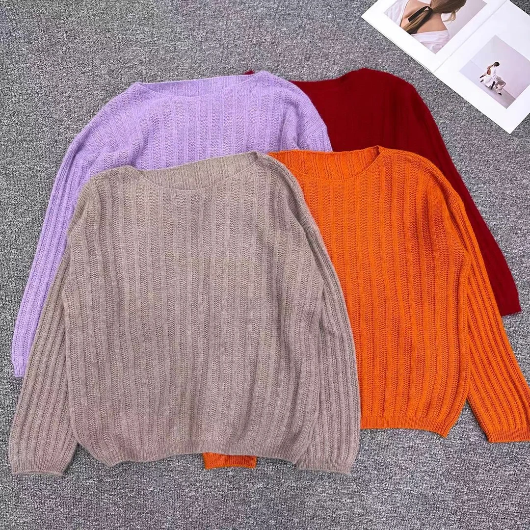 【周周家】R2966濮院秋冬季一字领山羊绒纯色女士休闲时尚街头风