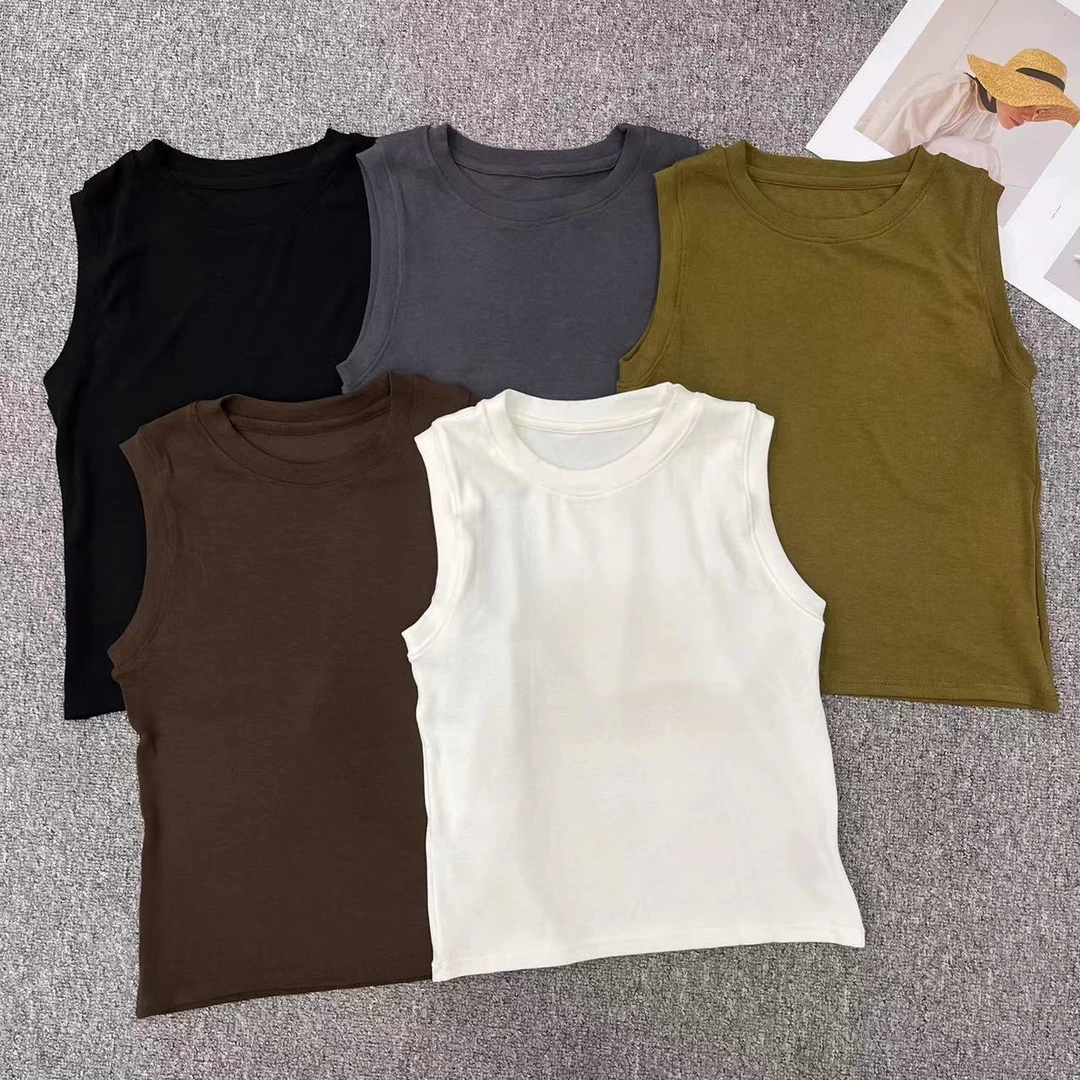 【周周家】S1882濮院春夏季圆领套头无袖纯色女士休闲时尚针织上衣