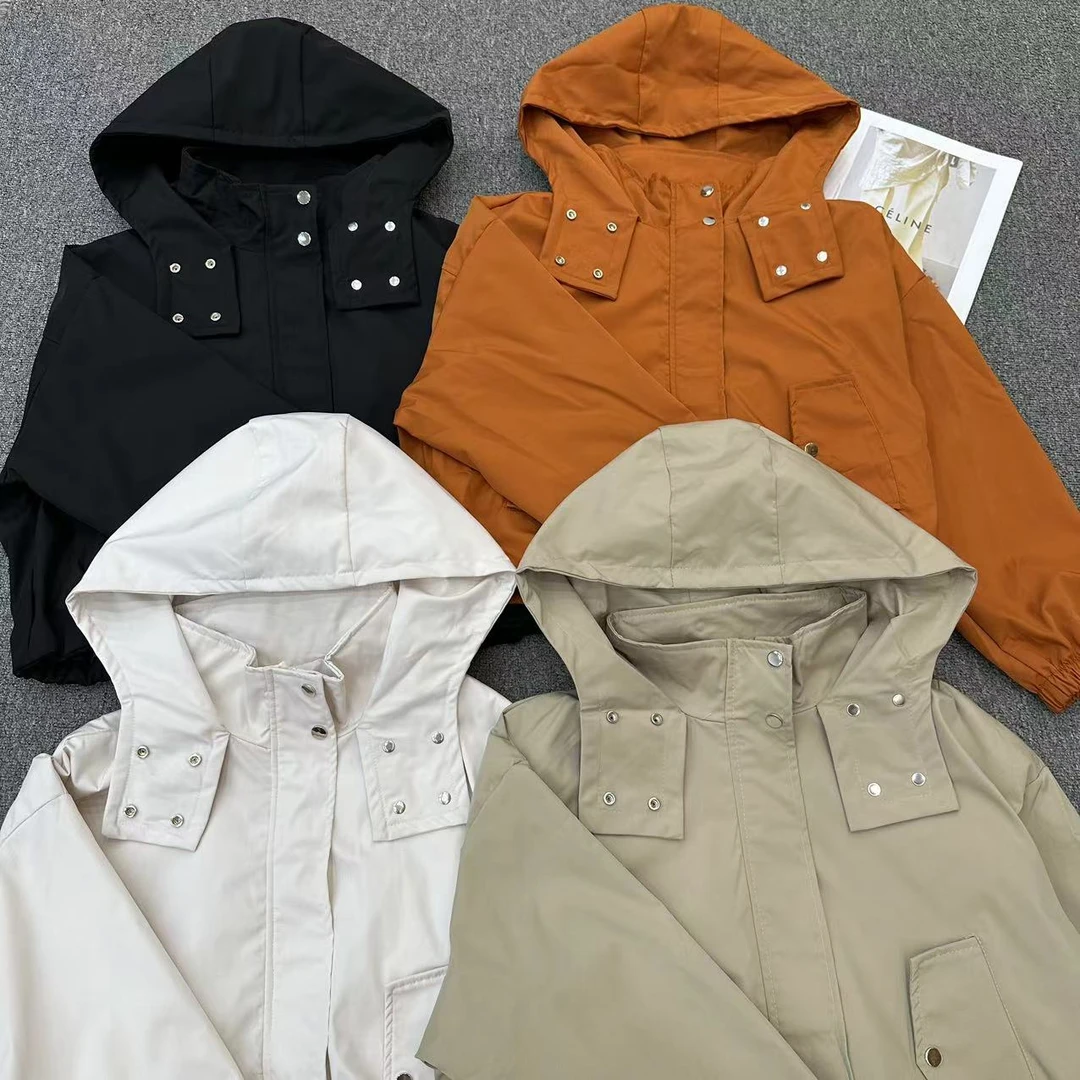 【周周家】M2146濮院秋季新款连帽外套橘色女士休闲时尚街头风