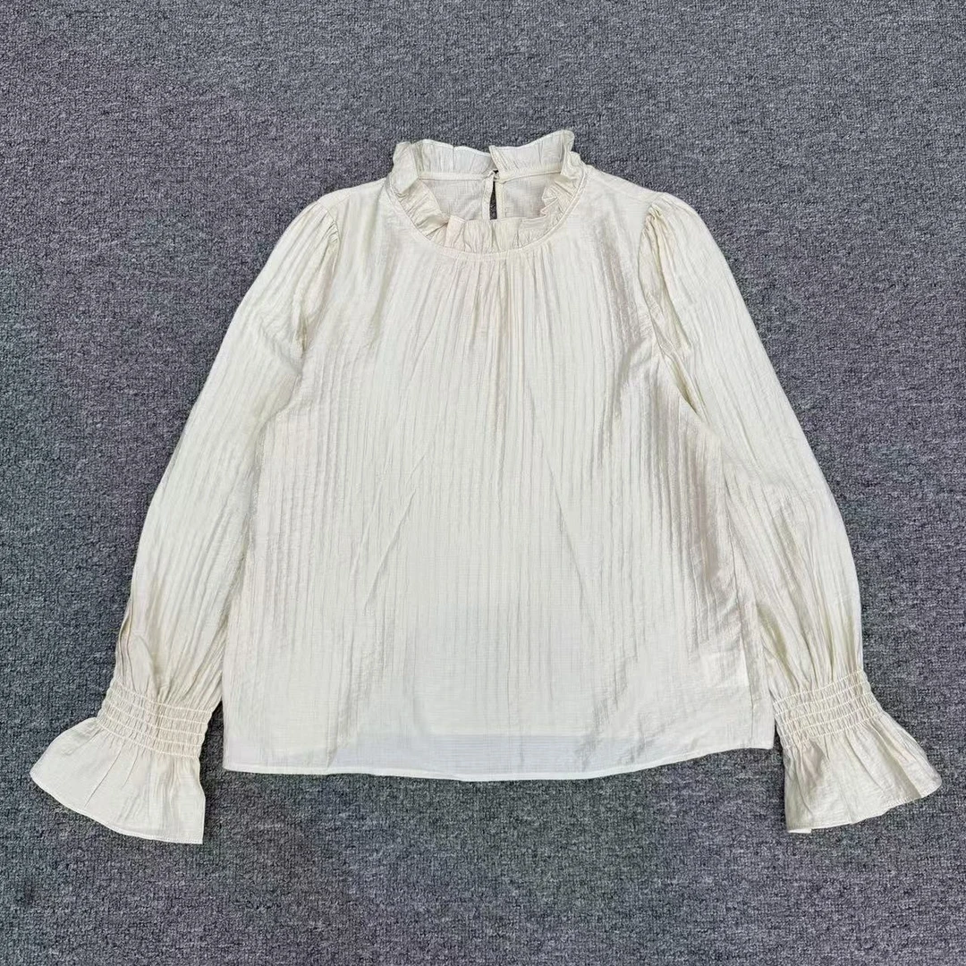 【周周家】M2938濮院秋冬季汉麻衬衫上衣白色温柔典雅风