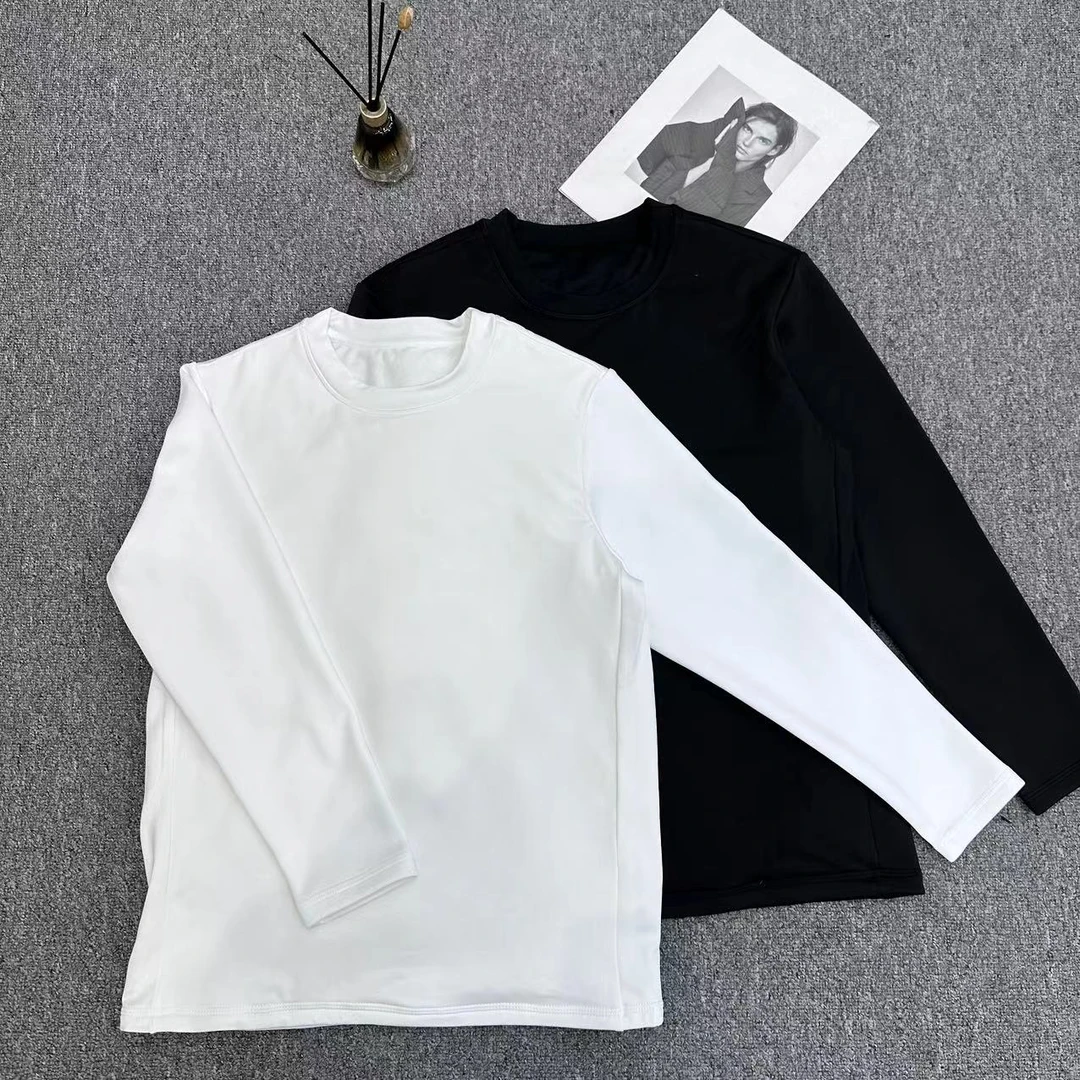 【周周家】R3298濮院秋冬季暖肤鹅绒T圆领套头纯色男女同款上衣