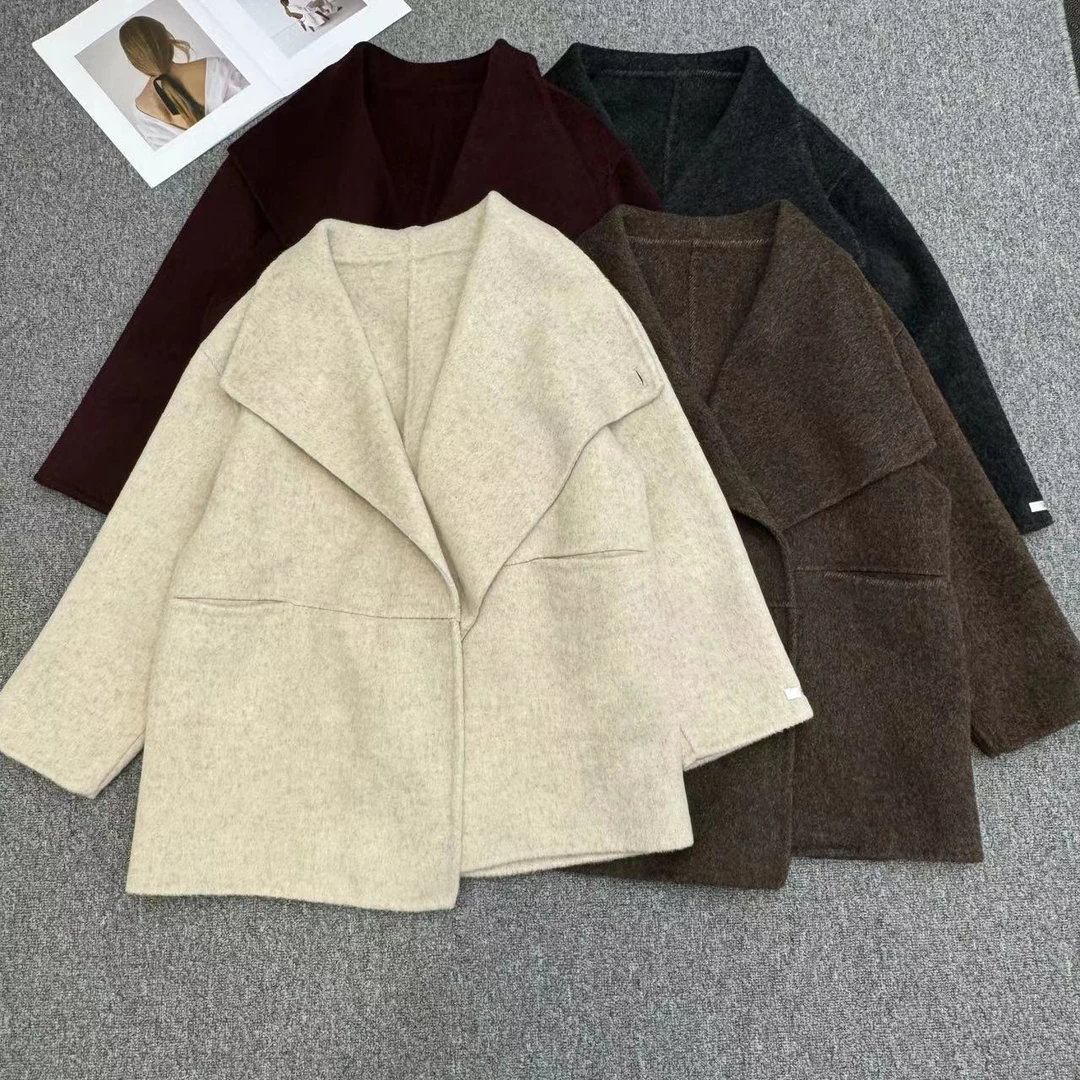 【周周家】R2803濮院秋冬季骆马大衣纯色短款女士休闲时尚街头风