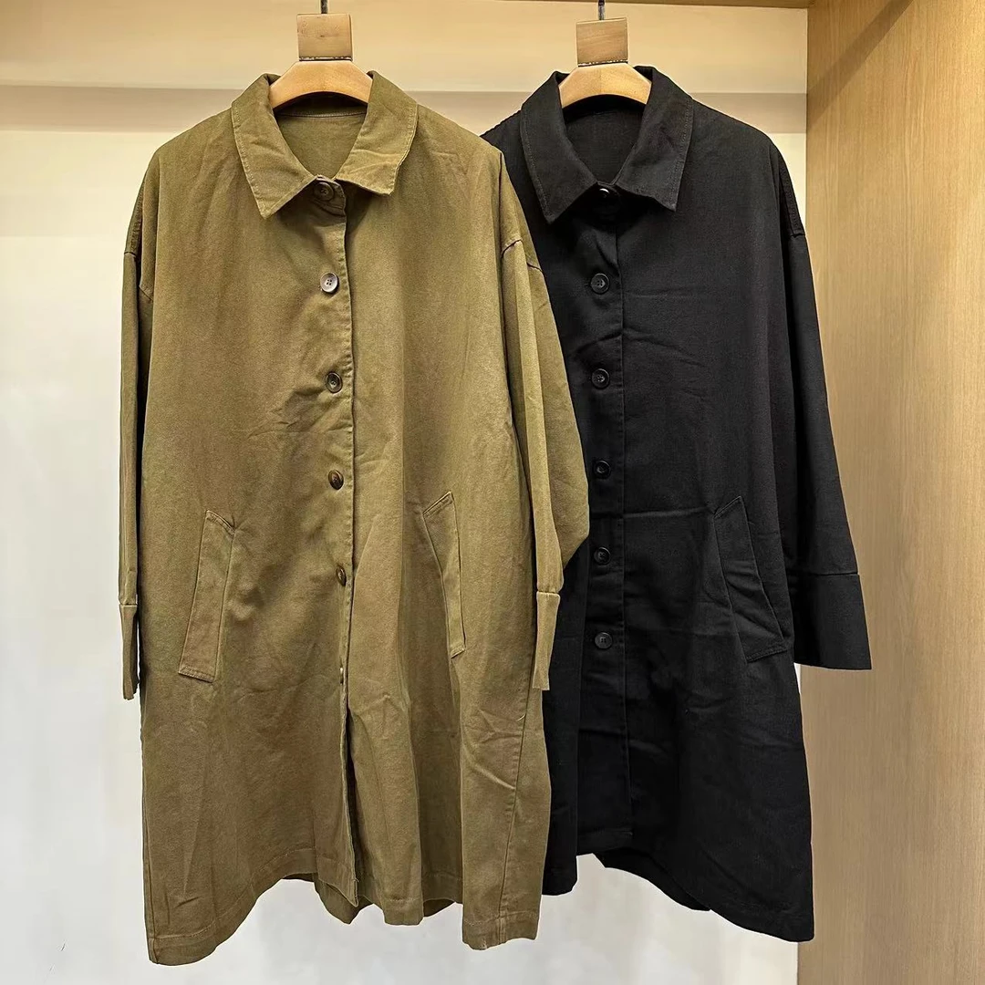 【周周家】M2226濮院秋季新款长款风衣外套纯色女士休闲时尚街头风