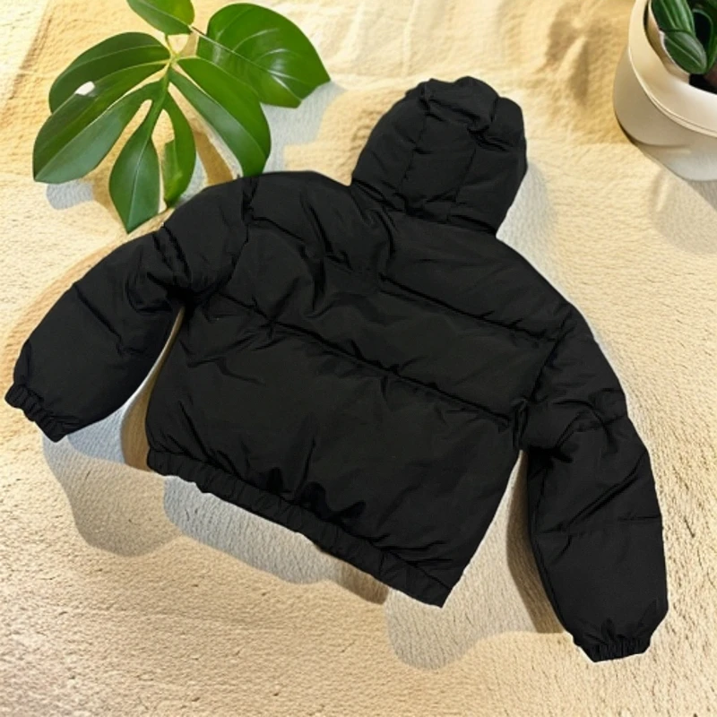 秋冬加厚棉衣女洋气连帽外套棉袄黑色