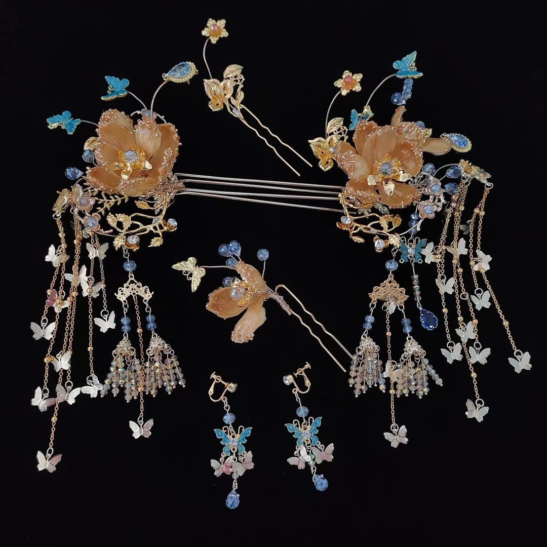 金色花朵古装新娘饰品444