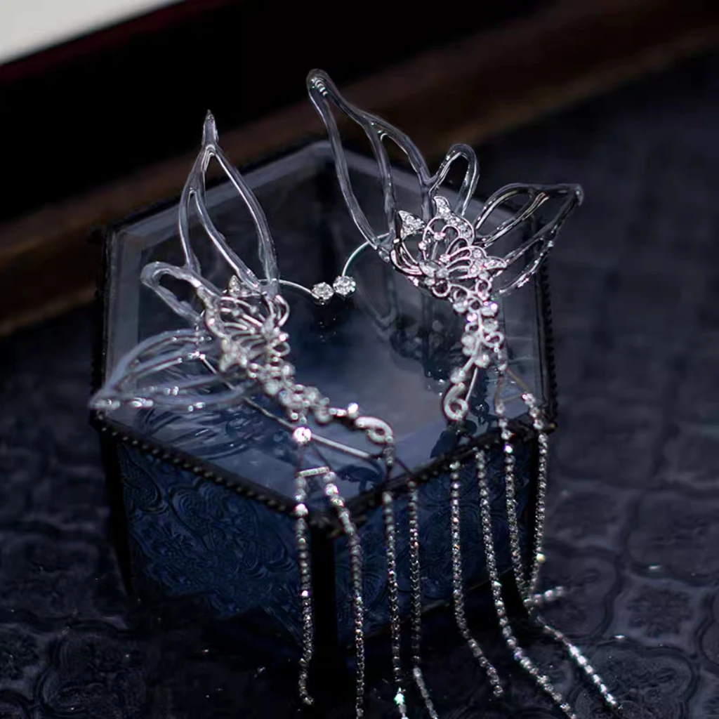 锆石新娘饰品边夹耳挂