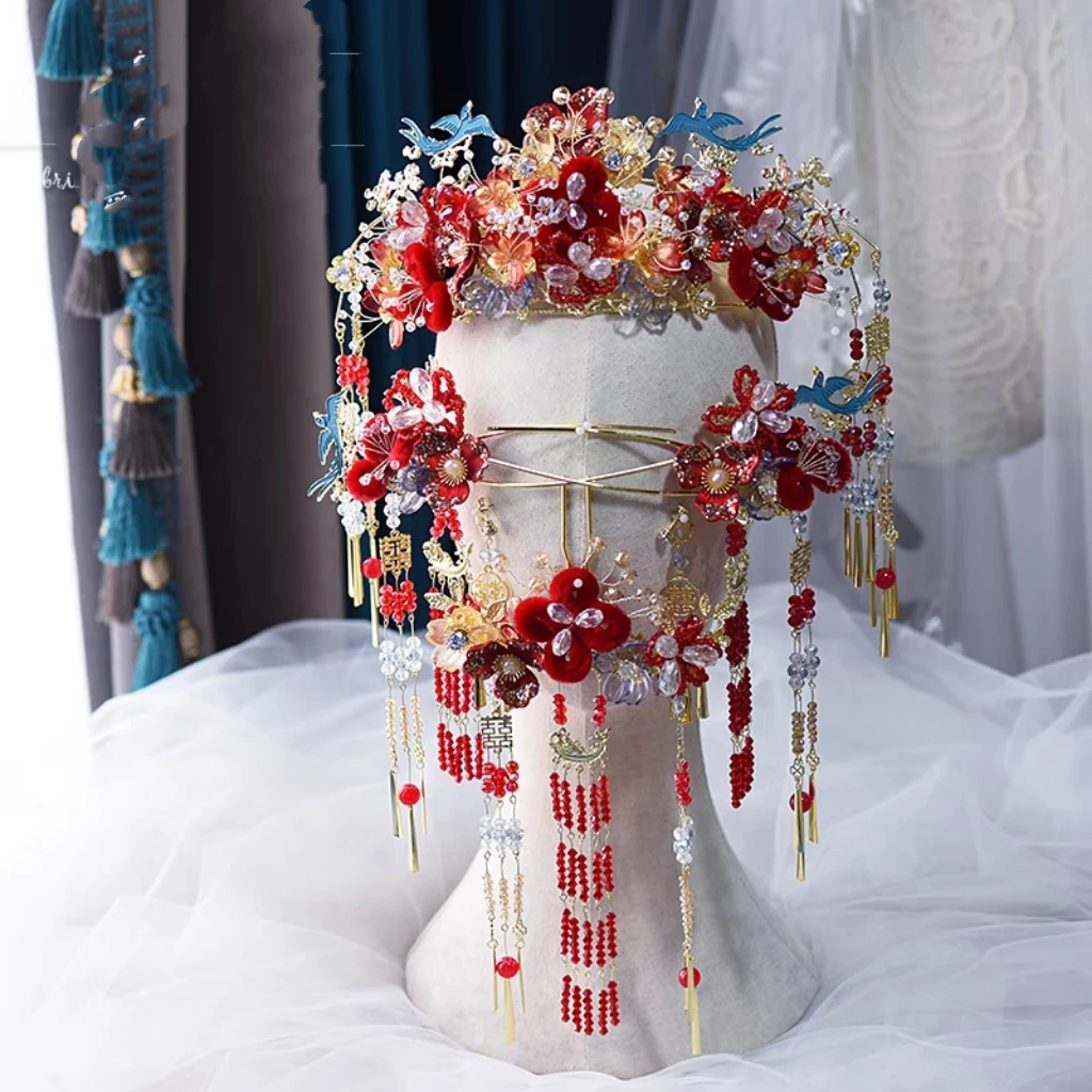 14041新娘饰品大红色