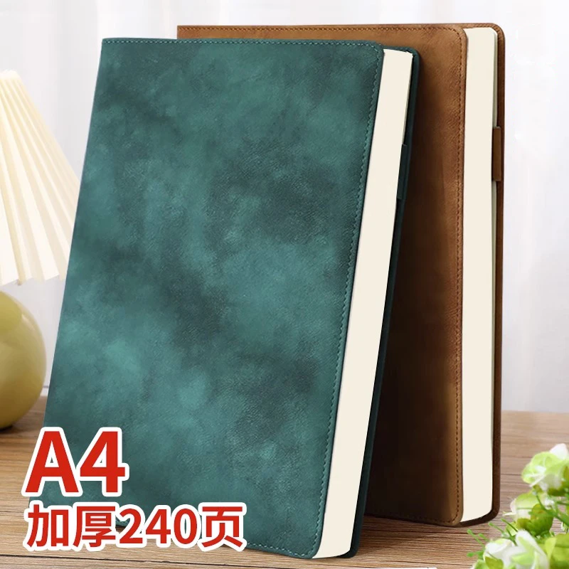 a4加厚大号皮面笔记本商务办公用会议记录本2025年新款工作笔记本